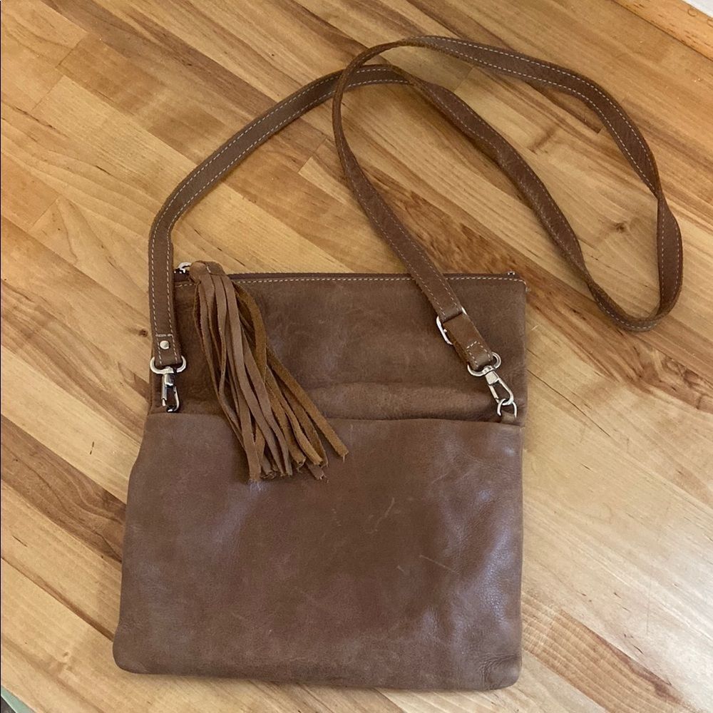 Roots Canada Brown Leather Anna Clutch Tribe Crossbody Purse